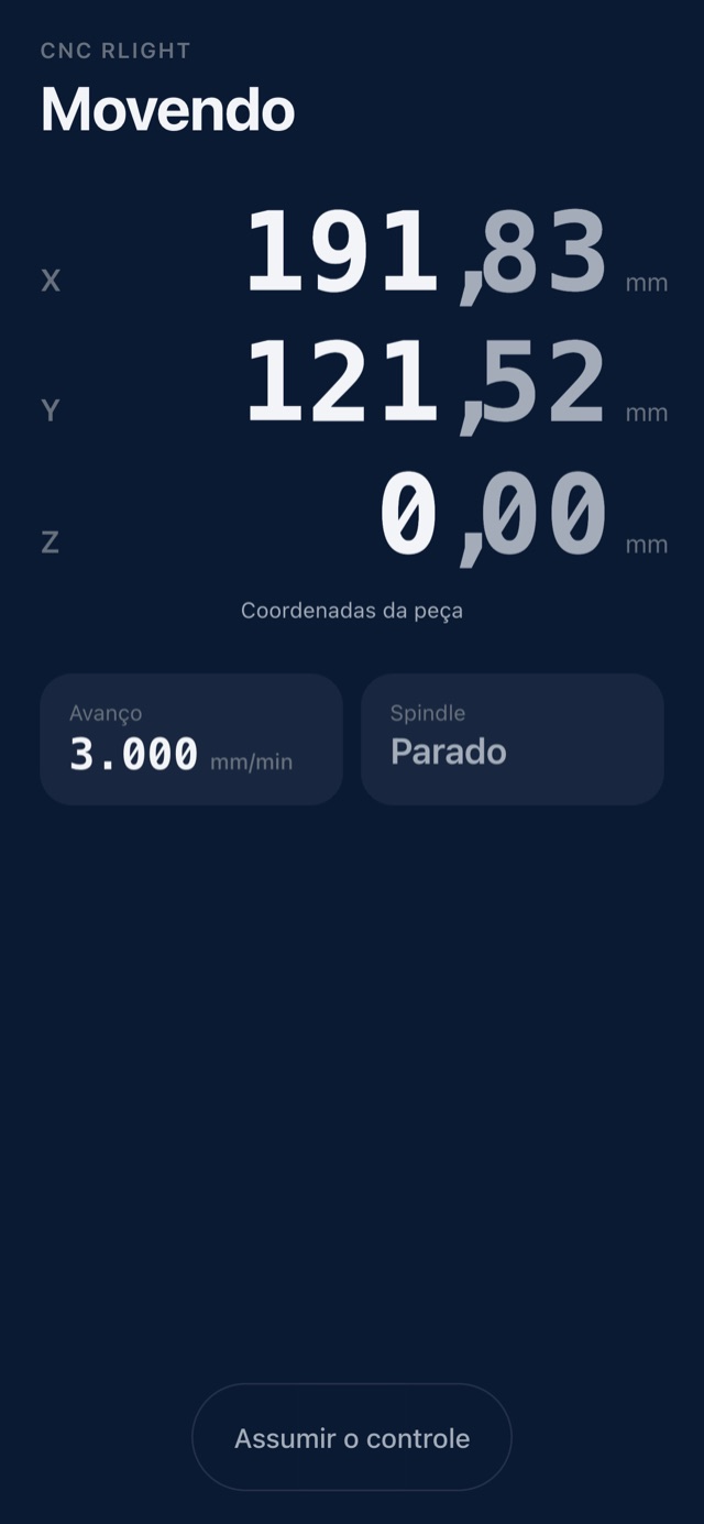 Tela de acompanhar a máquina andando